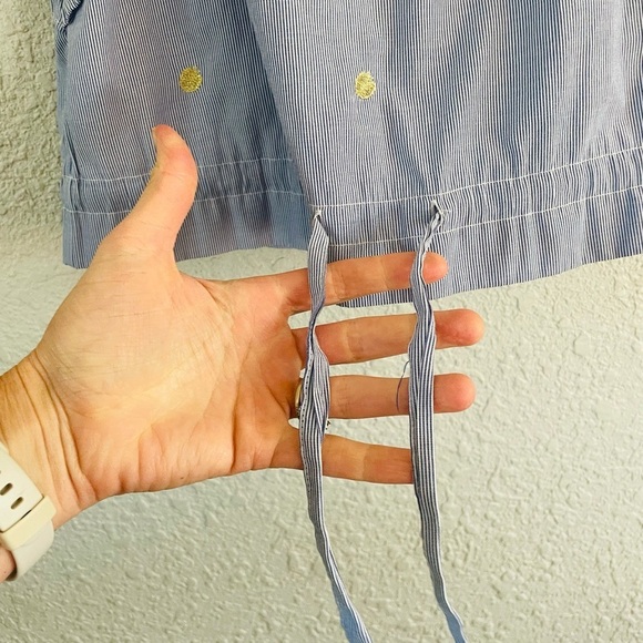 H&M Blue Stripe Ruffle Strap Gold Dot Tank - Picture 8 of 10